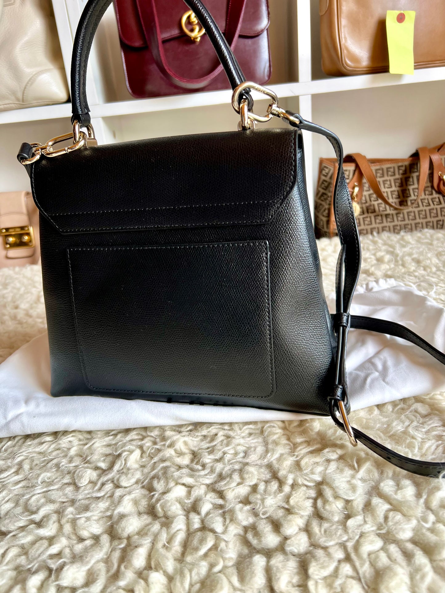 Furla 1927 Black Leather Bag (Kelly Style)