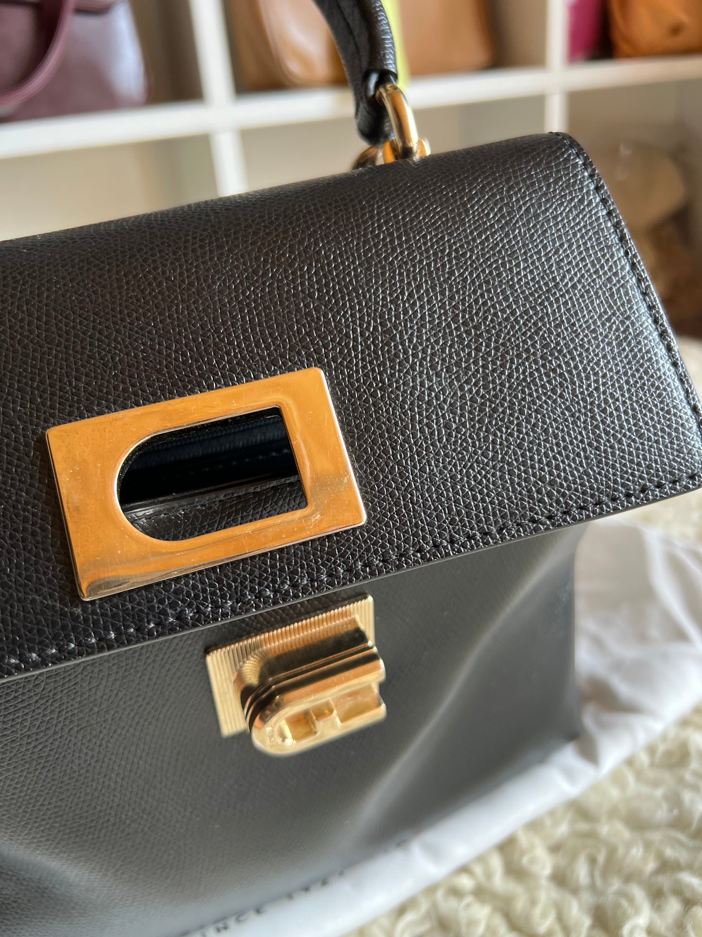 Furla 1927 Black Leather Bag (Kelly Style)