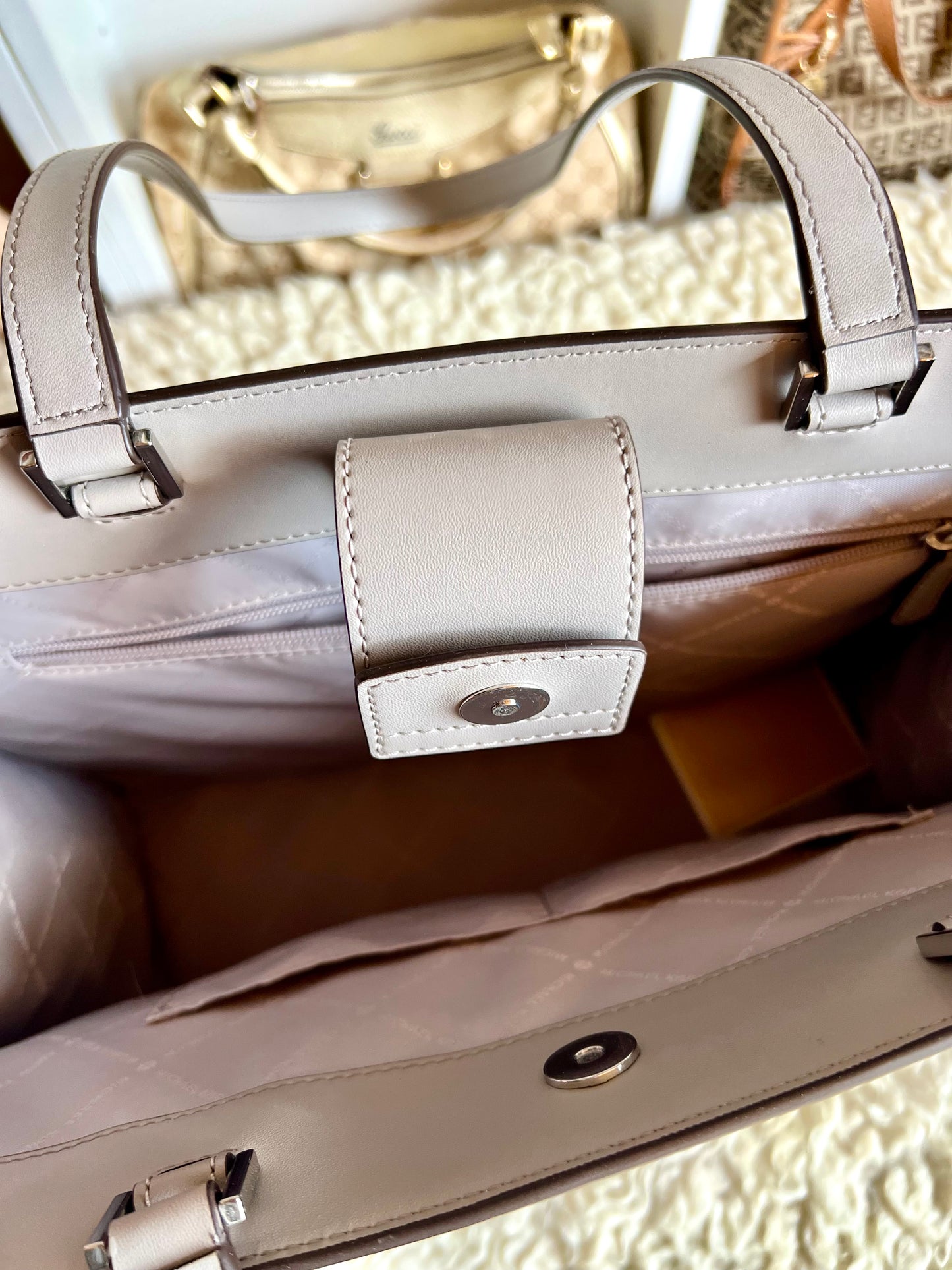 Michael Kors Canvas Leather Tote Travel Shoulder & Handbag