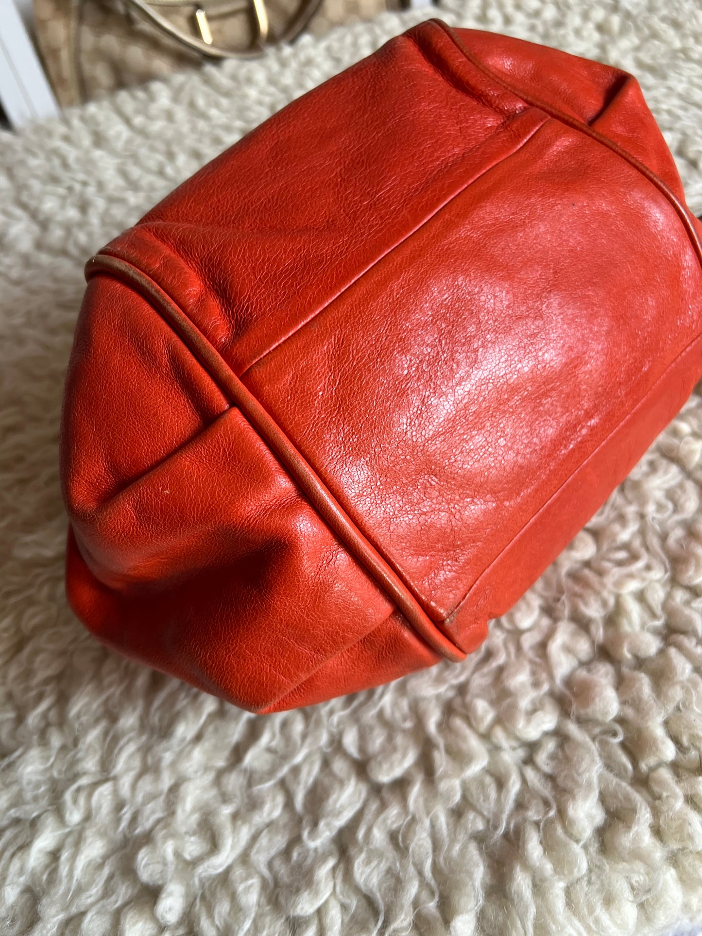 Chloe Ethel Orange Gold Hardware Leather Crossbody Handbag