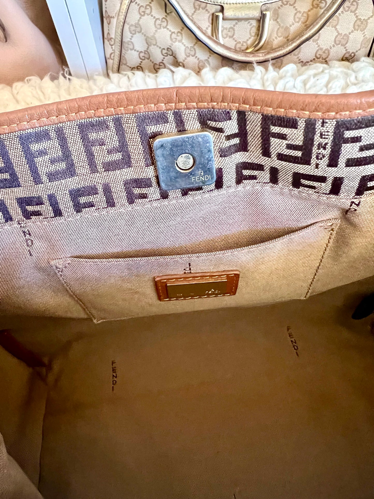 Fendi Mini Tote Canvas Handbag