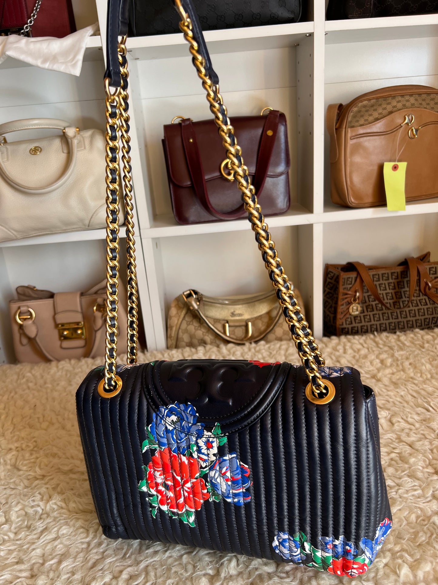 Tory Burch Flower Soft Fleming Quilted, Convertible Crossbody Bag