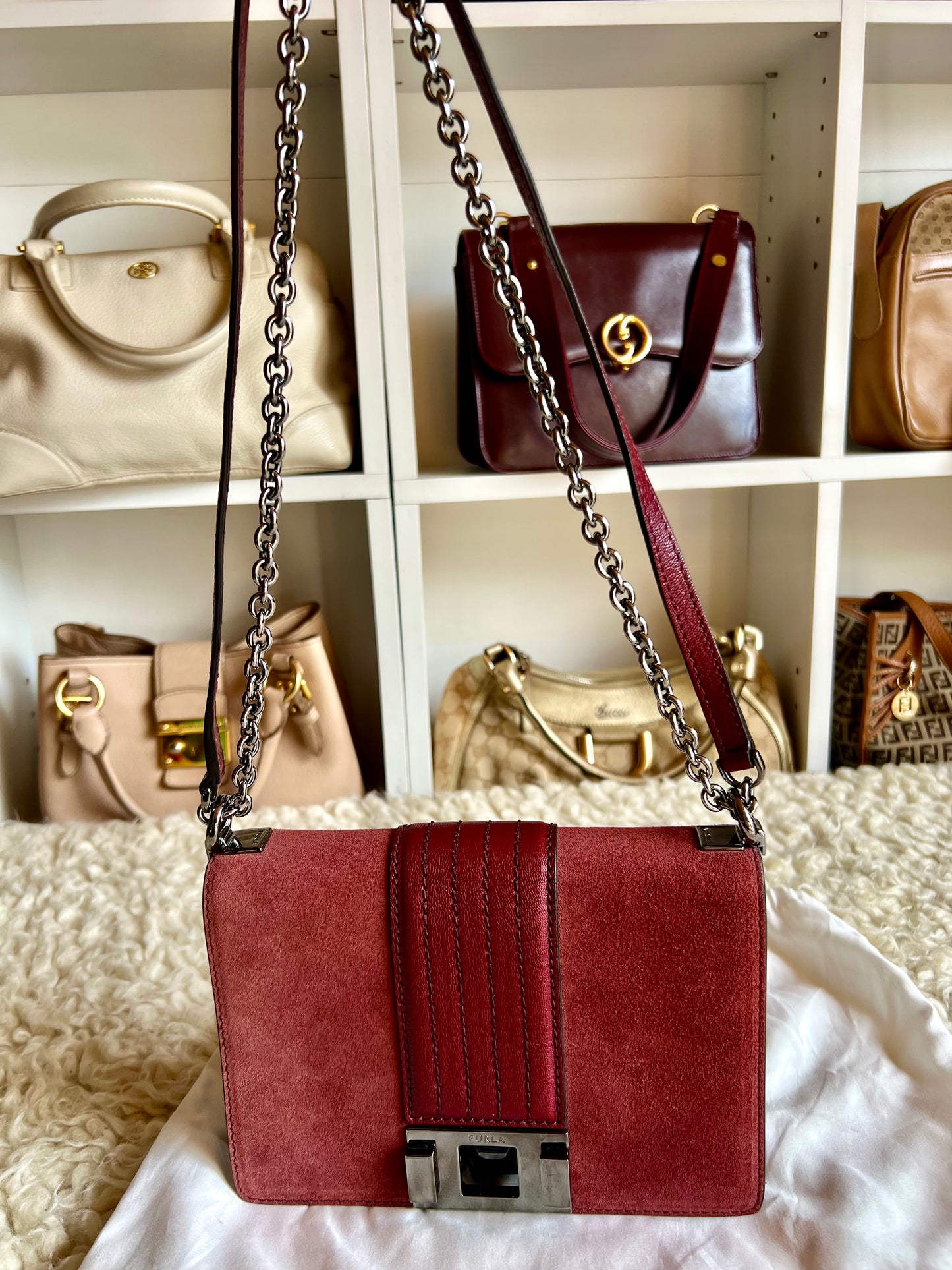 Furla Suede, Leather Shoulder & Crossbody Bag