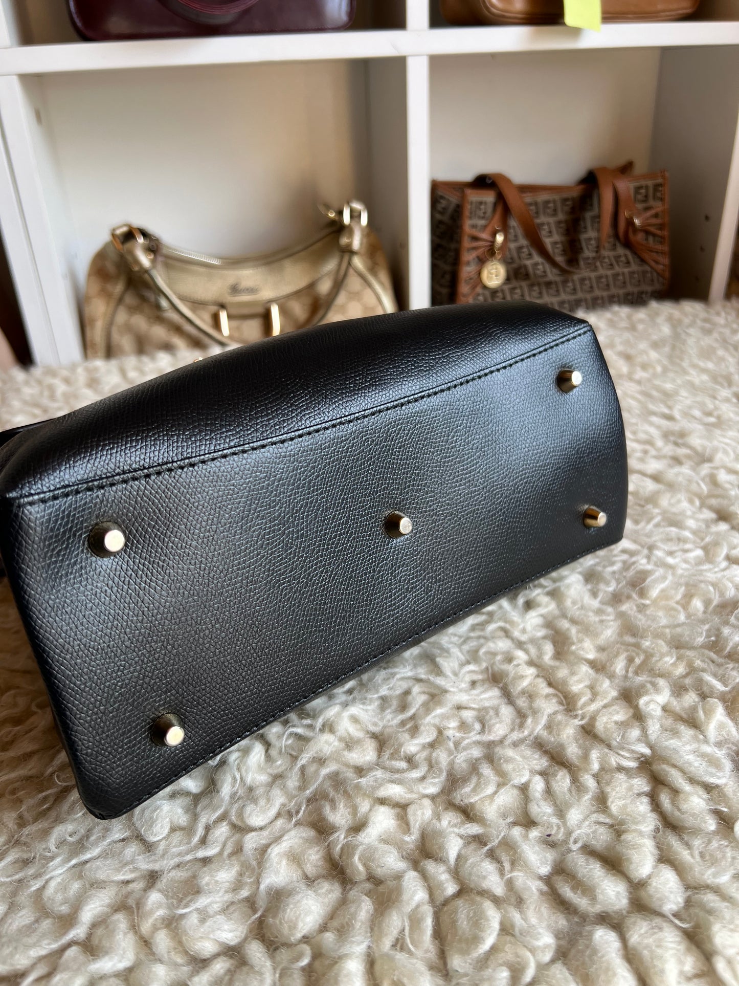 Furla 1927 Black Leather Bag (Kelly Style)