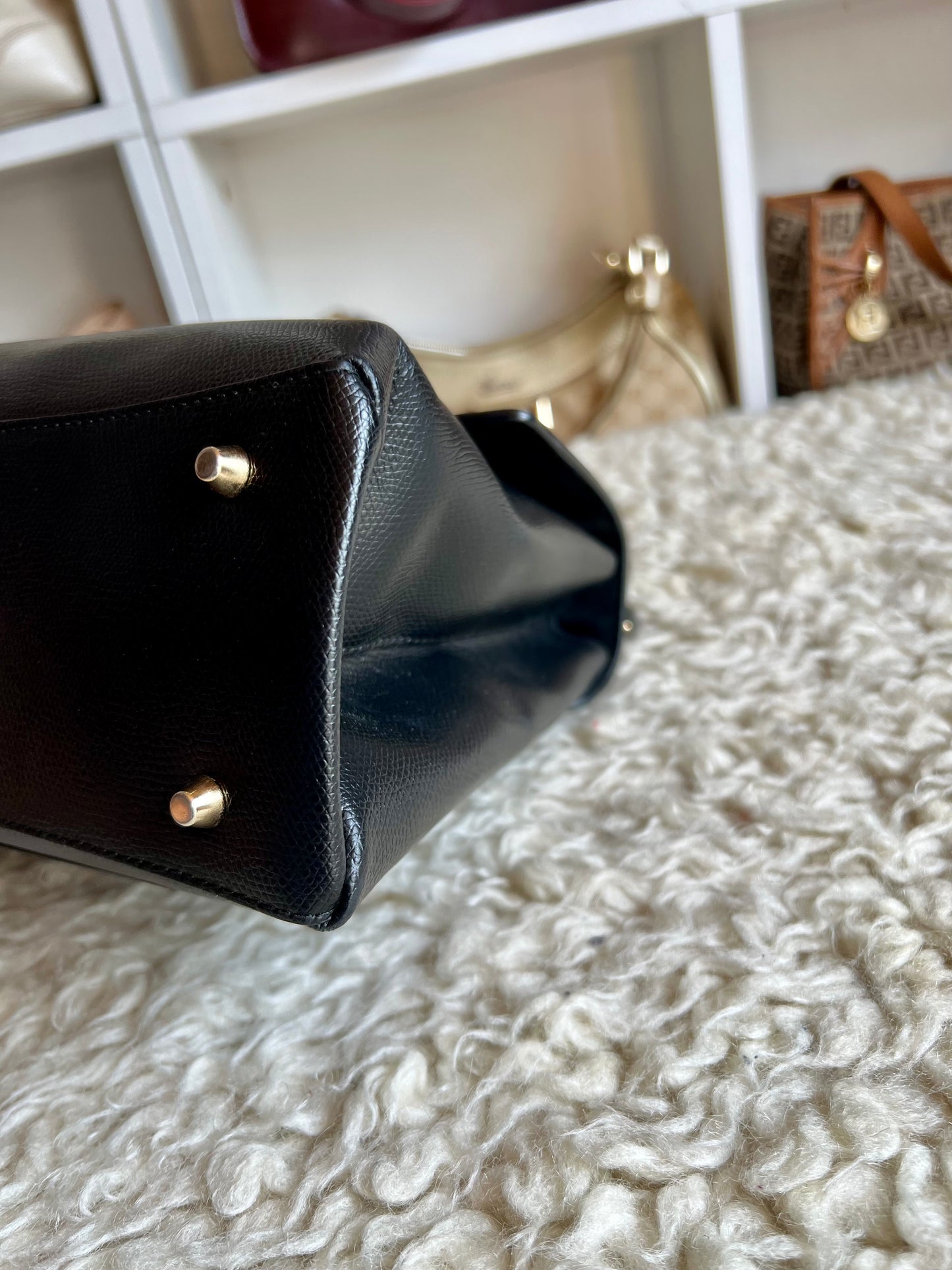 Furla 1927 Black Leather Bag (Kelly Style)