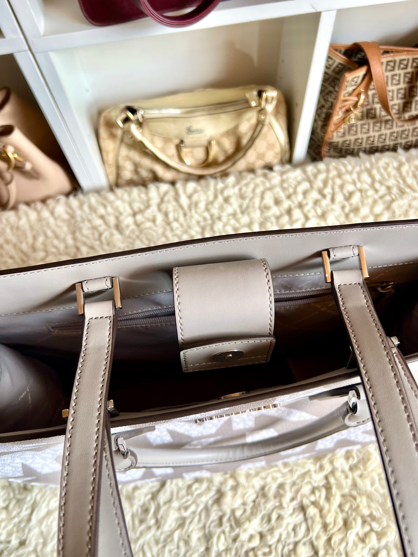 Michael Kors Canvas Leather Tote Travel Shoulder & Handbag