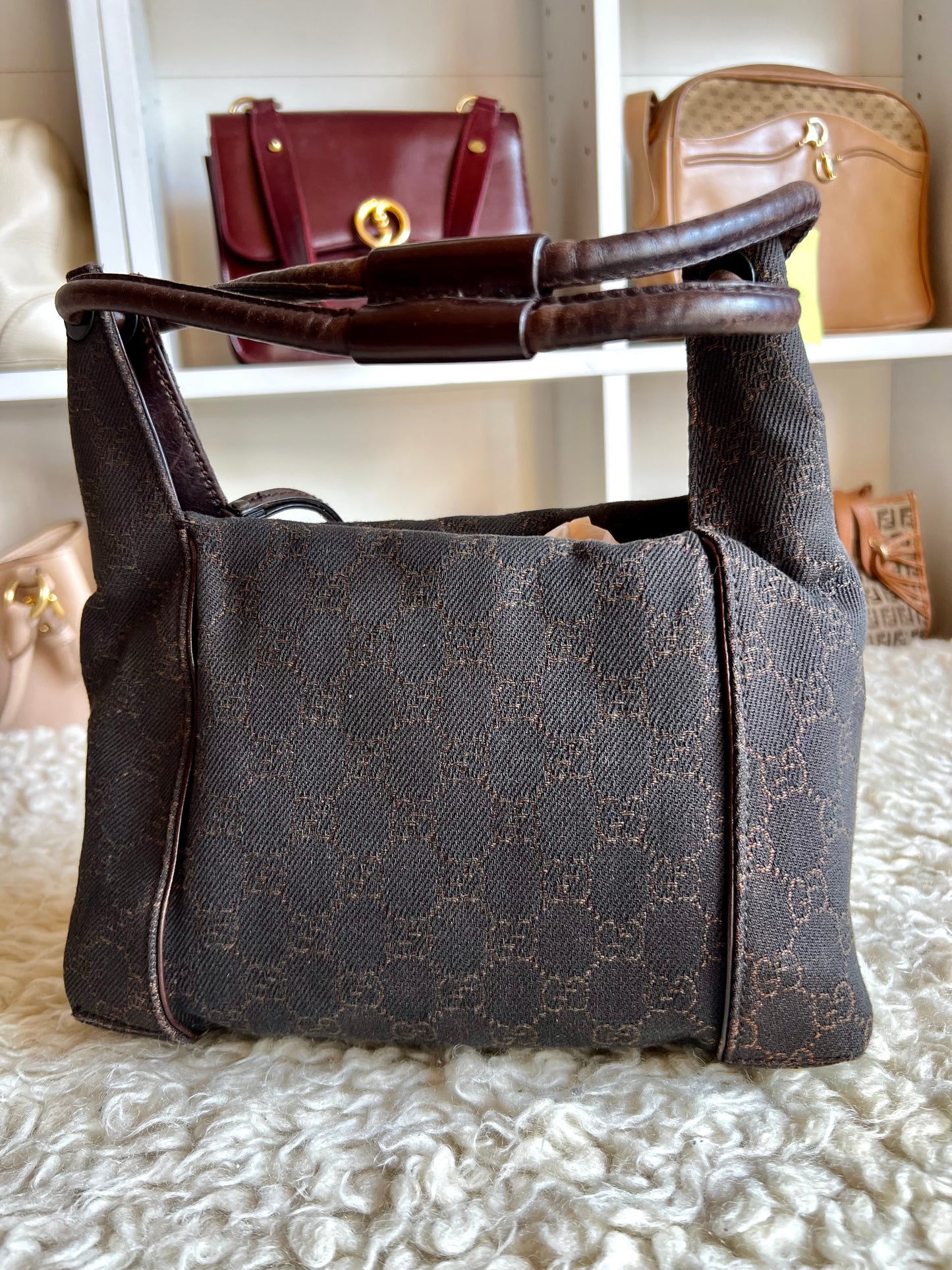 Gucci Denim Leather Shoulder Bag