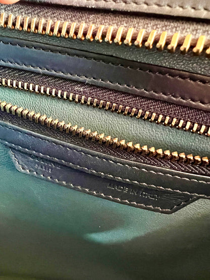 Celine Micro  Shopper Luggage Bag Tri-color Dark Blue, Light Blue & Gray Leather Handbag