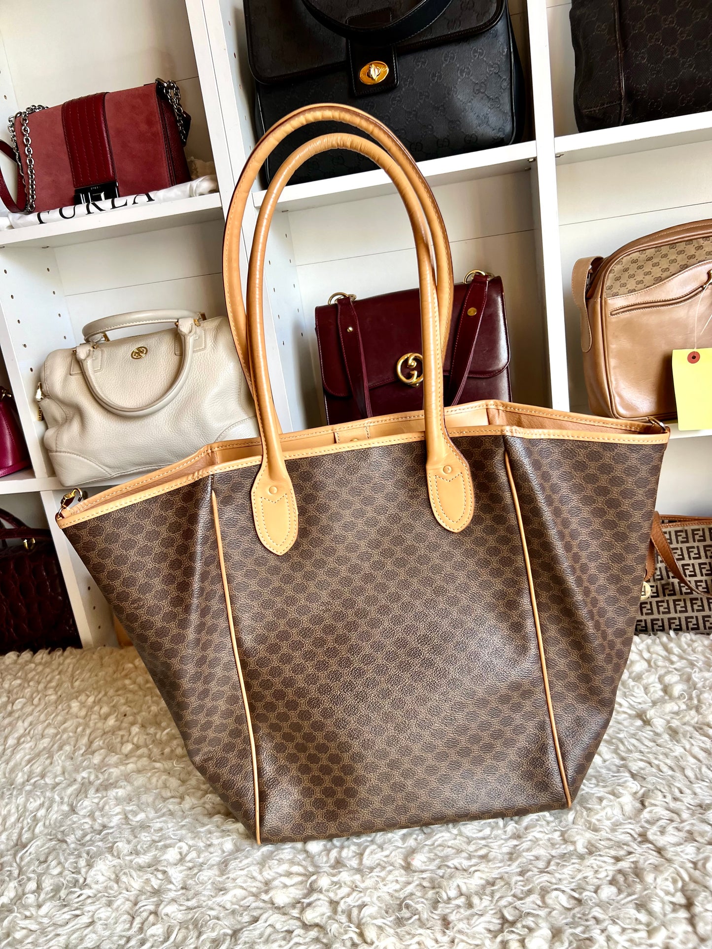 Celine Monogram Travel Tote Shoulder Leather Bag