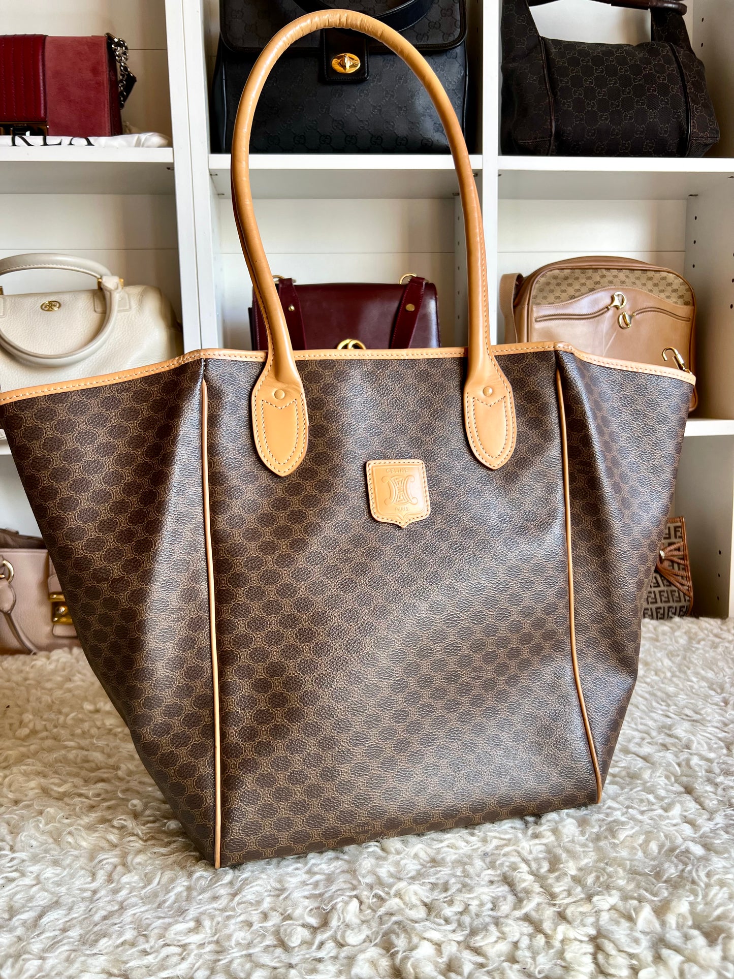 Celine Monogram Travel Tote Shoulder Leather Bag