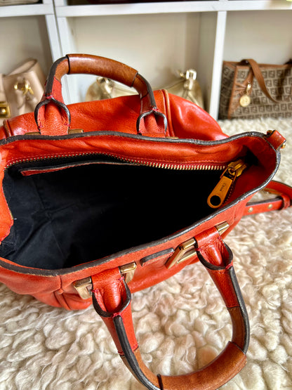 Chloe Ethel Orange Gold Hardware Leather Crossbody Handbag