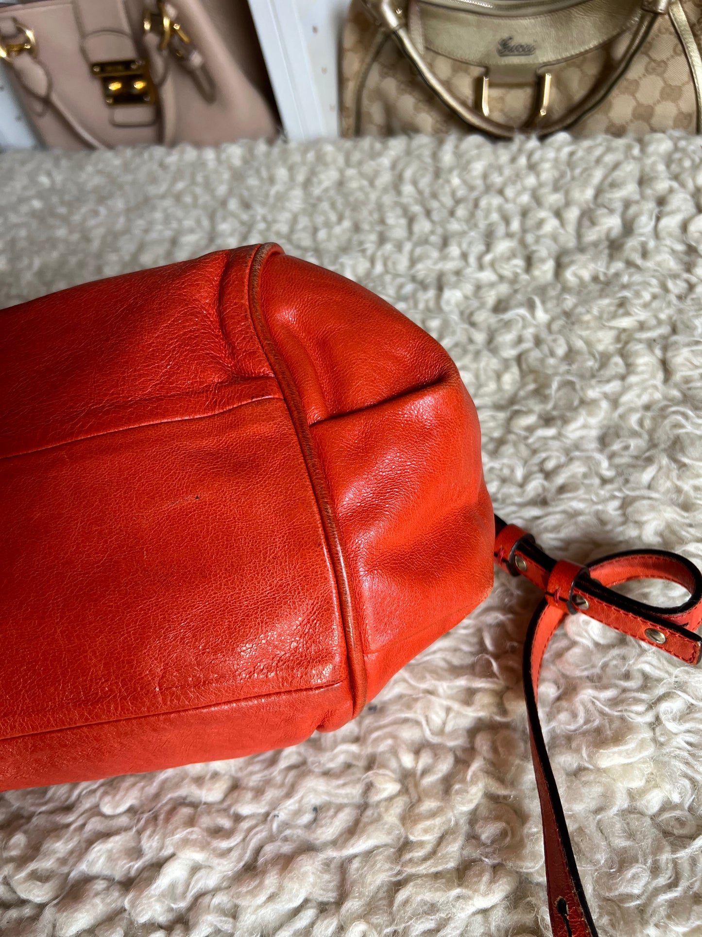 Chloe Ethel Orange Gold Hardware Leather Crossbody Handbag