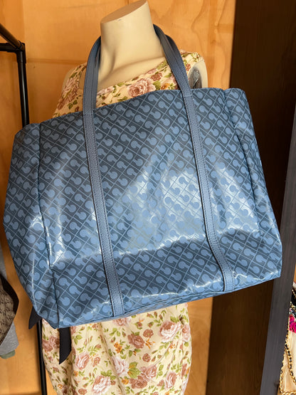 Gherardini Italy Made Leather Canvas Tote Blue Bag