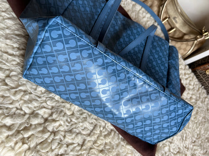 Gherardini Italy Made Leather Canvas Tote Blue Bag