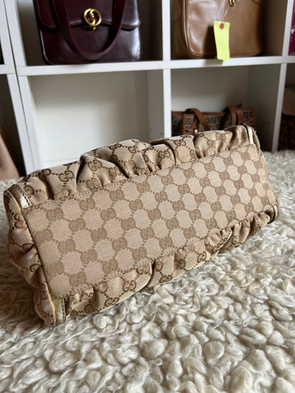 Gucci Abby Gold Buckle Hardware Shoulder Canvas Leather Bag