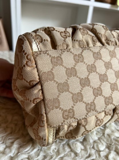 Gucci Abby Gold Buckle Hardware Shoulder Canvas Leather Bag