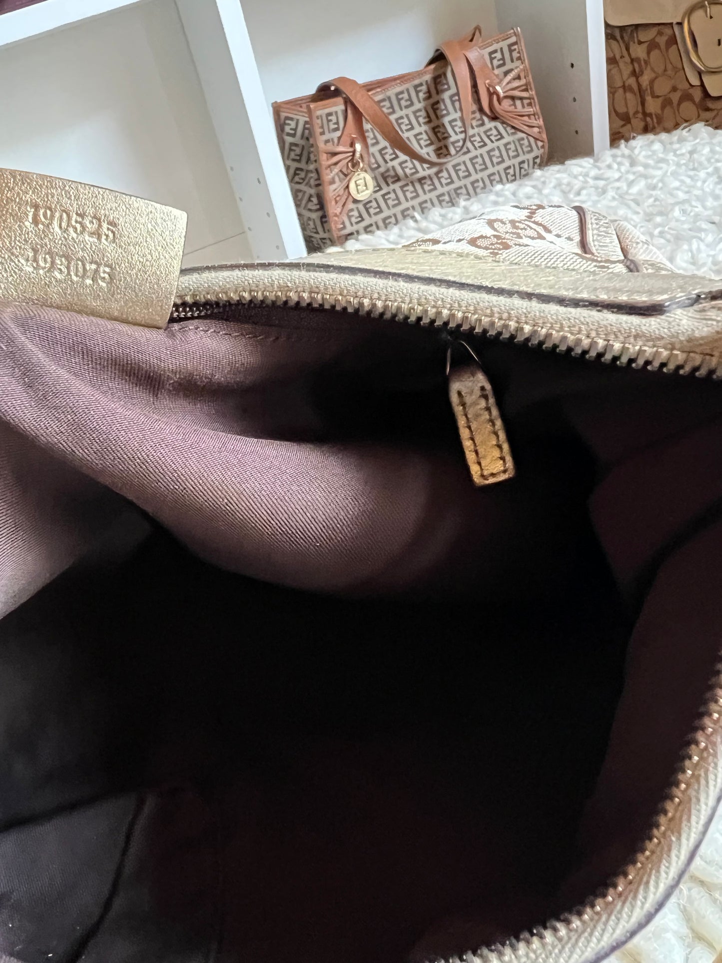 Gucci Abby Gold Buckle Hardware Shoulder Canvas Leather Bag