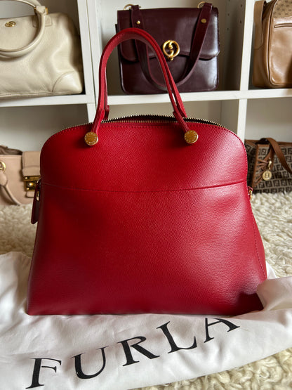 Furla Red Piper Onyx Saffiano Leather Shoulder Crossbody Bag