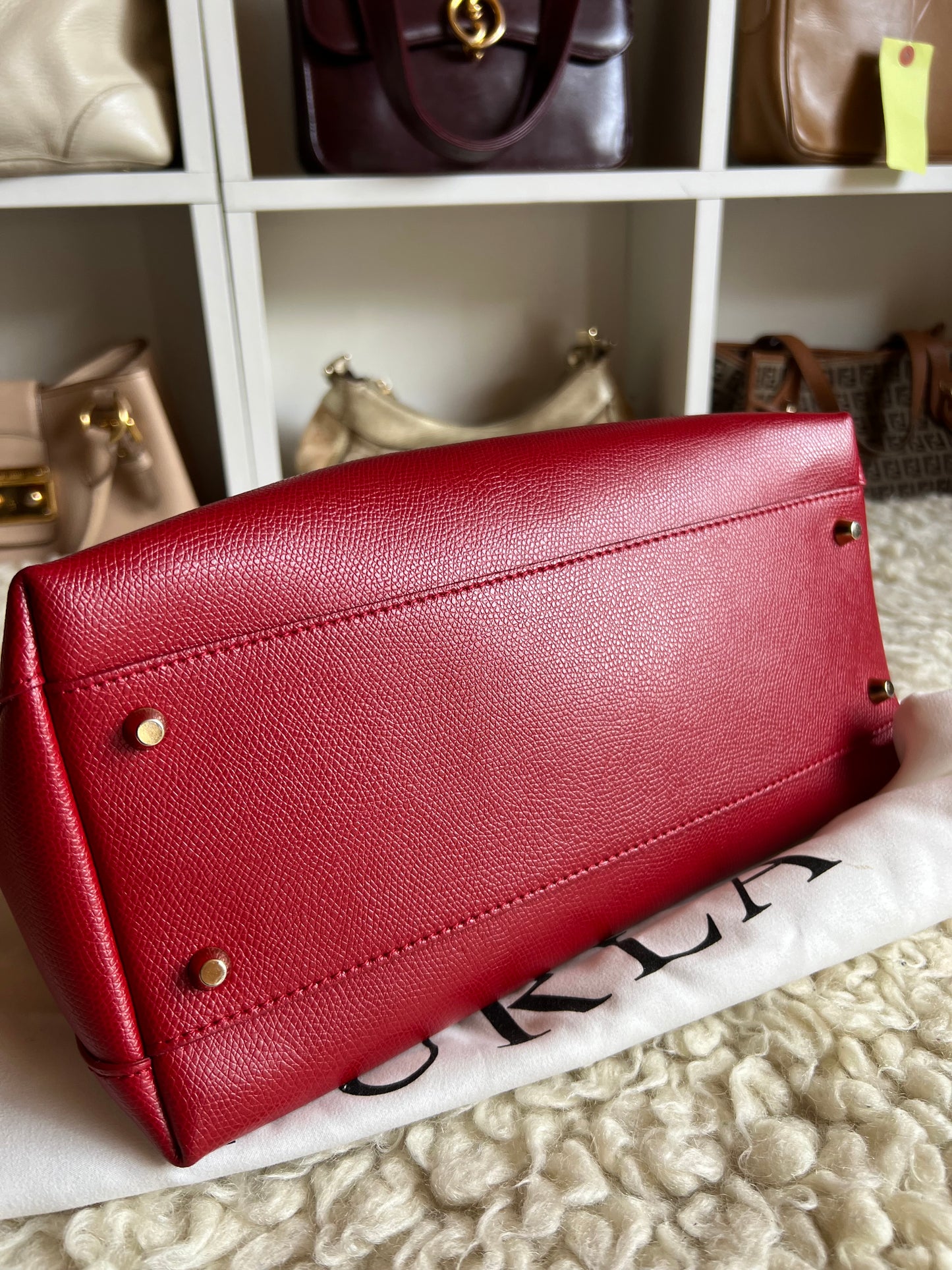 Furla Red Piper Onyx Saffiano Leather Shoulder Crossbody Bag