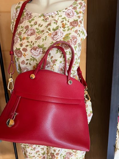 Furla Red Piper Onyx Saffiano Leather Shoulder Crossbody Bag