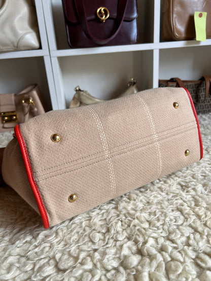 Salvatore Ferragamo Medium Leather & Denim Tote Gold Buckle